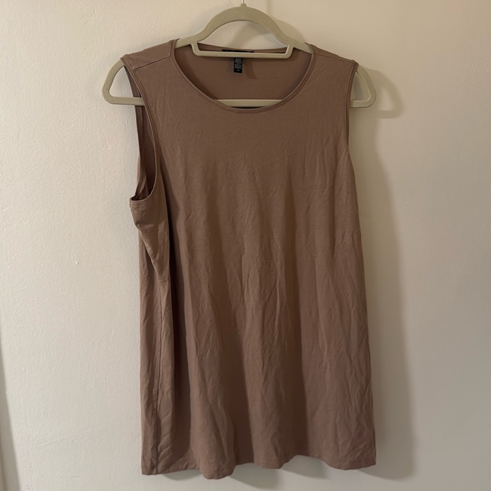 Eileen Fisher Size Large Jersey Tank - FAWN brown color NWOT